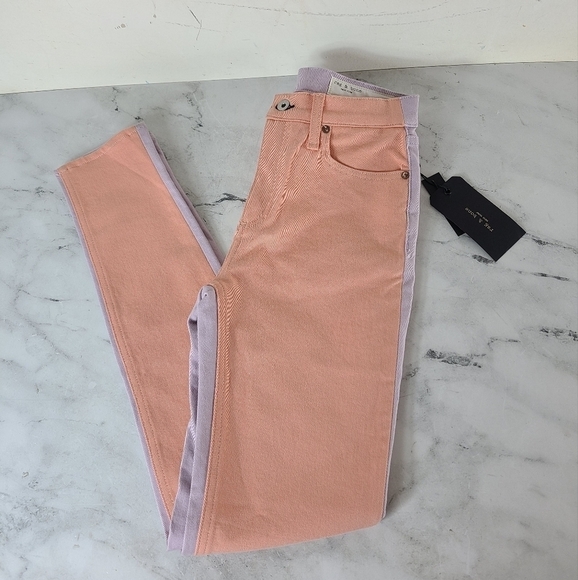 Rag & Bone High Rise Peach Lilac Skinny Jeans 25 NWT - Picture 3 of 9